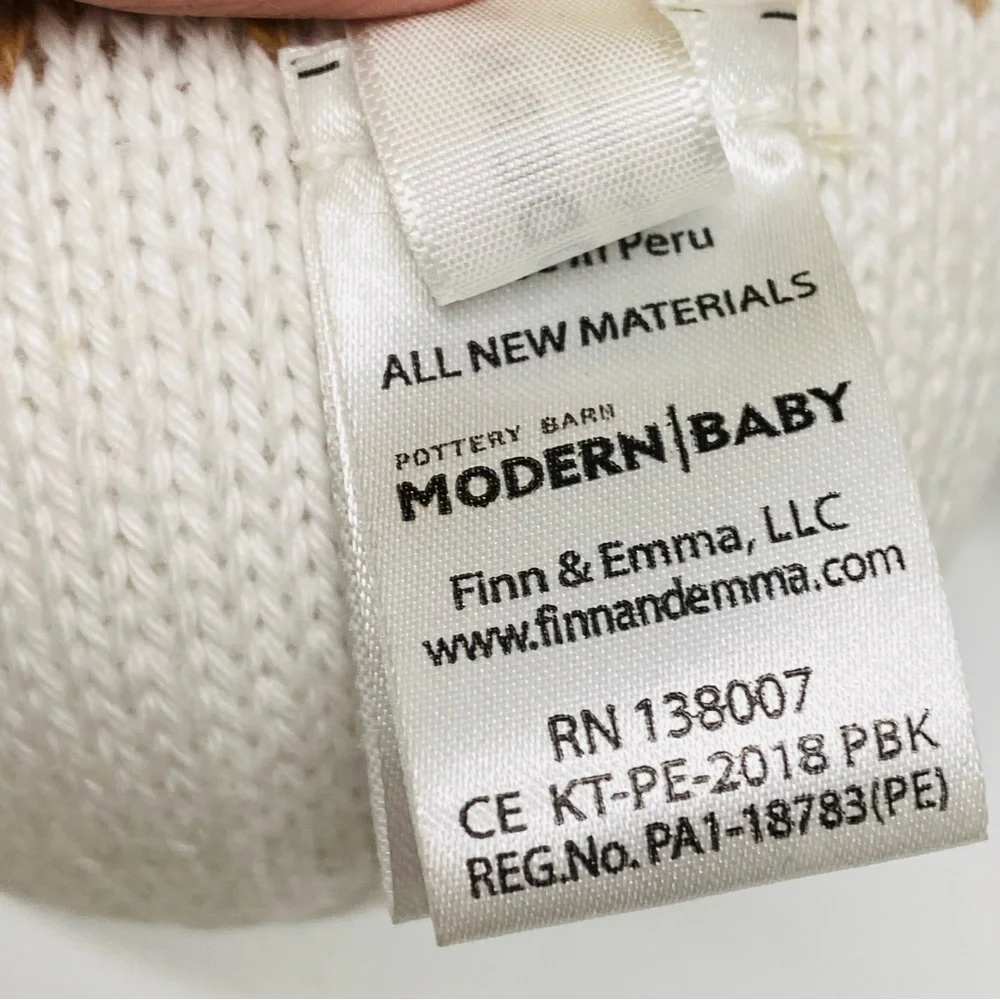 Pottery Barn Modern Baby Traveling Alpaca Plush Organic Cotton Knit Finn& Emma